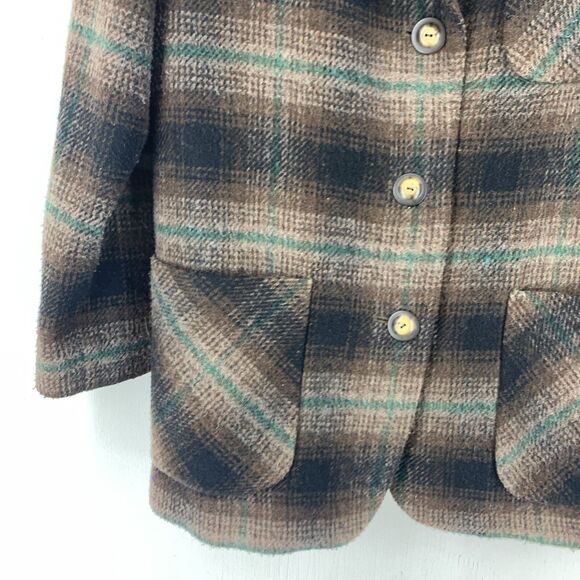 Vtg JL Colebrook Womens Medium Tweed Jacket Plaid Wool Blend Grandma Grunge - Picture 2 of 11